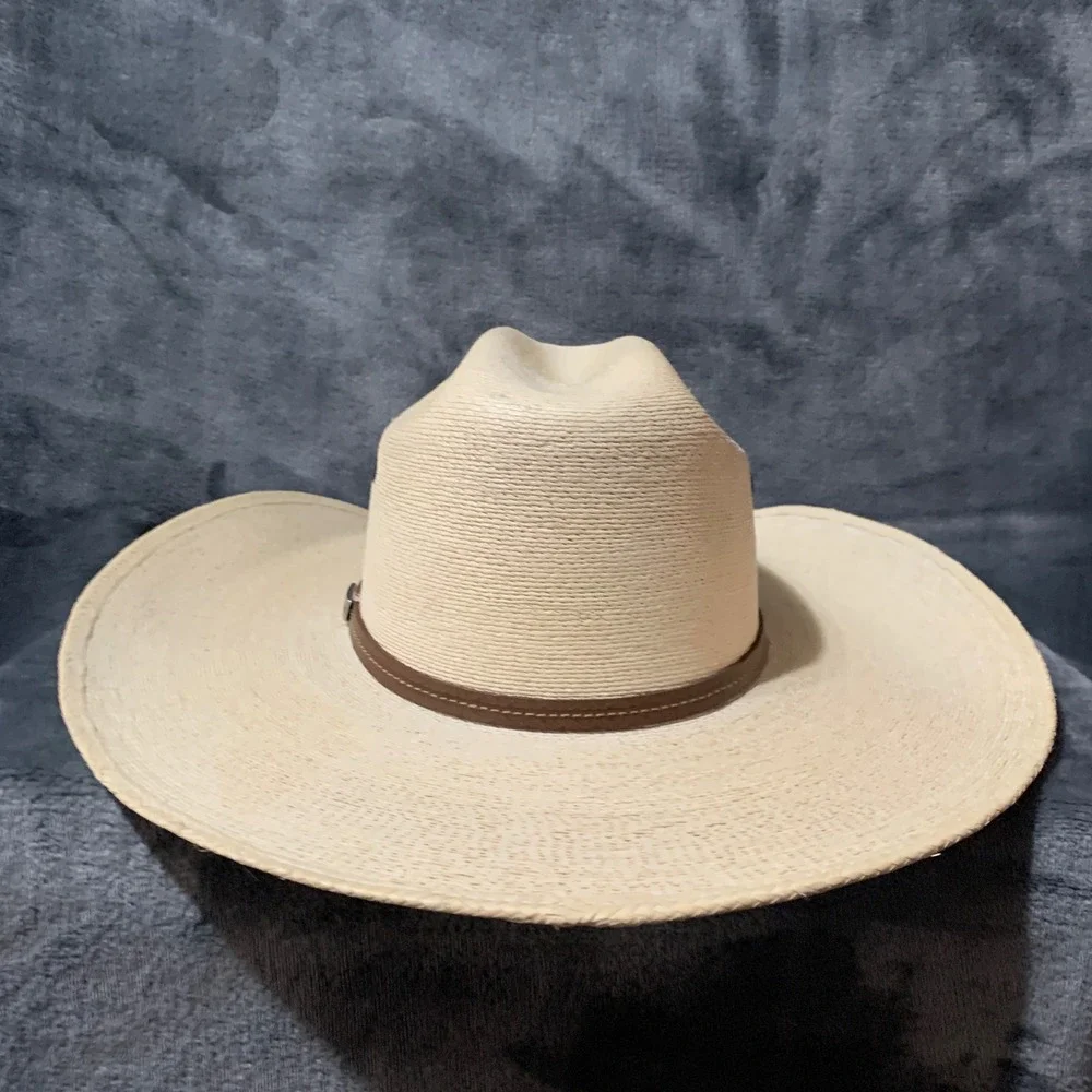 Atwood 7X Palm Leaf Straw Cowboy Hat Tan Long Oval Western 7 1/8 Made in Mexico